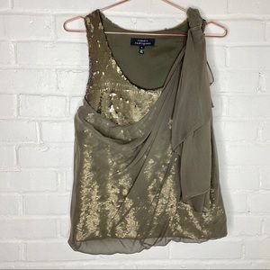 Robert Rodriguez Olive Green Sequin Silk Top